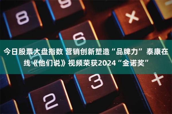 今日股票大盘指数 营销创新塑造“品牌力” 泰康在线《他们说》视频荣获2024“金诺奖”