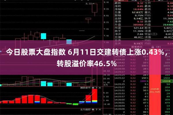 今日股票大盘指数 6月11日交建转债上涨0.43%，转股溢价率46.5%