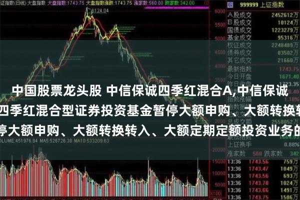 中国股票龙头股 中信保诚四季红混合A,中信保诚四季红混合C: 中信保诚四季红混合型证券投资基金暂停大额申购、大额转换转入、大额定期定额投资业务的公告